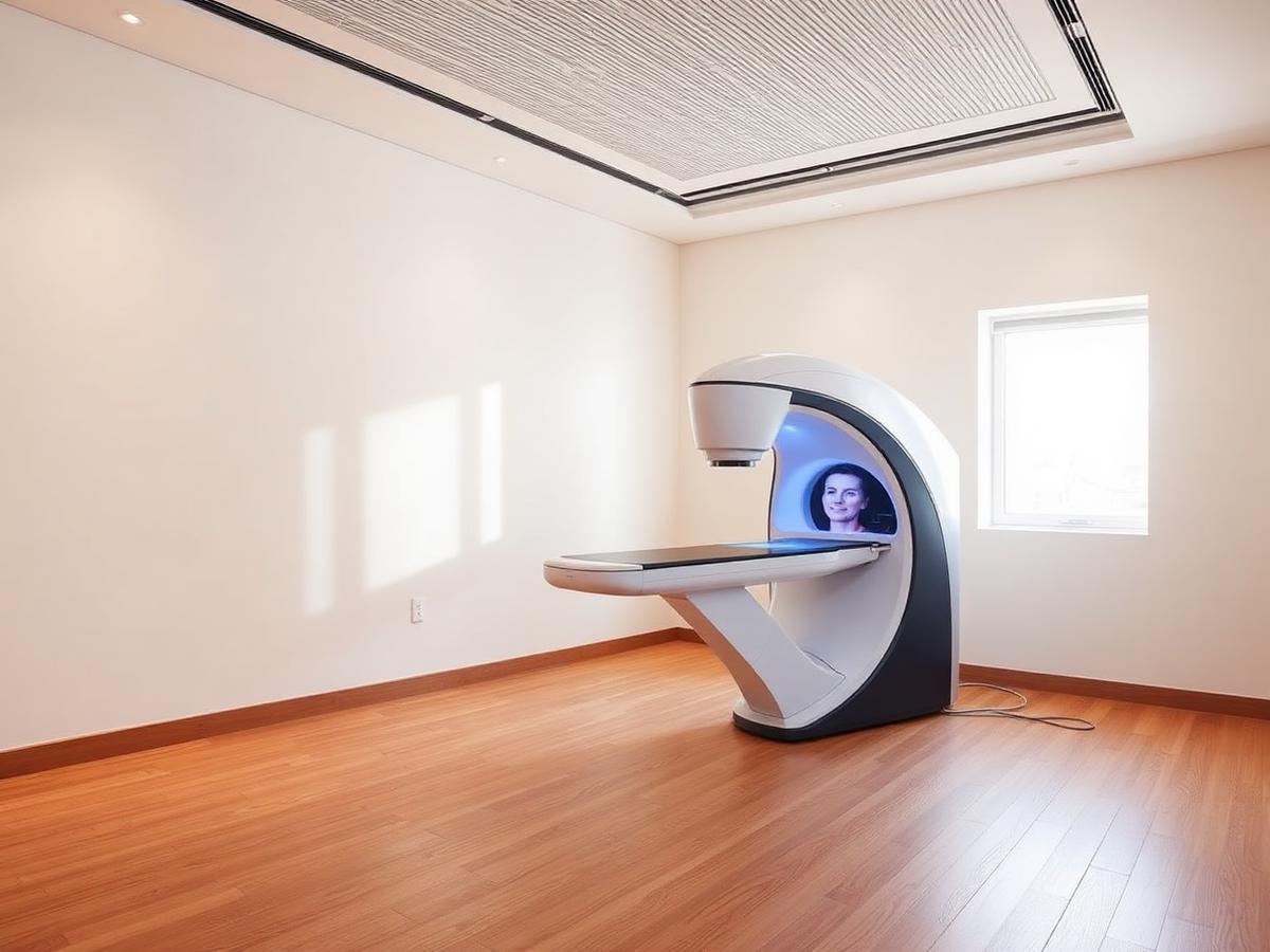 Three dimensional imaging unit in an empty, softly lit room