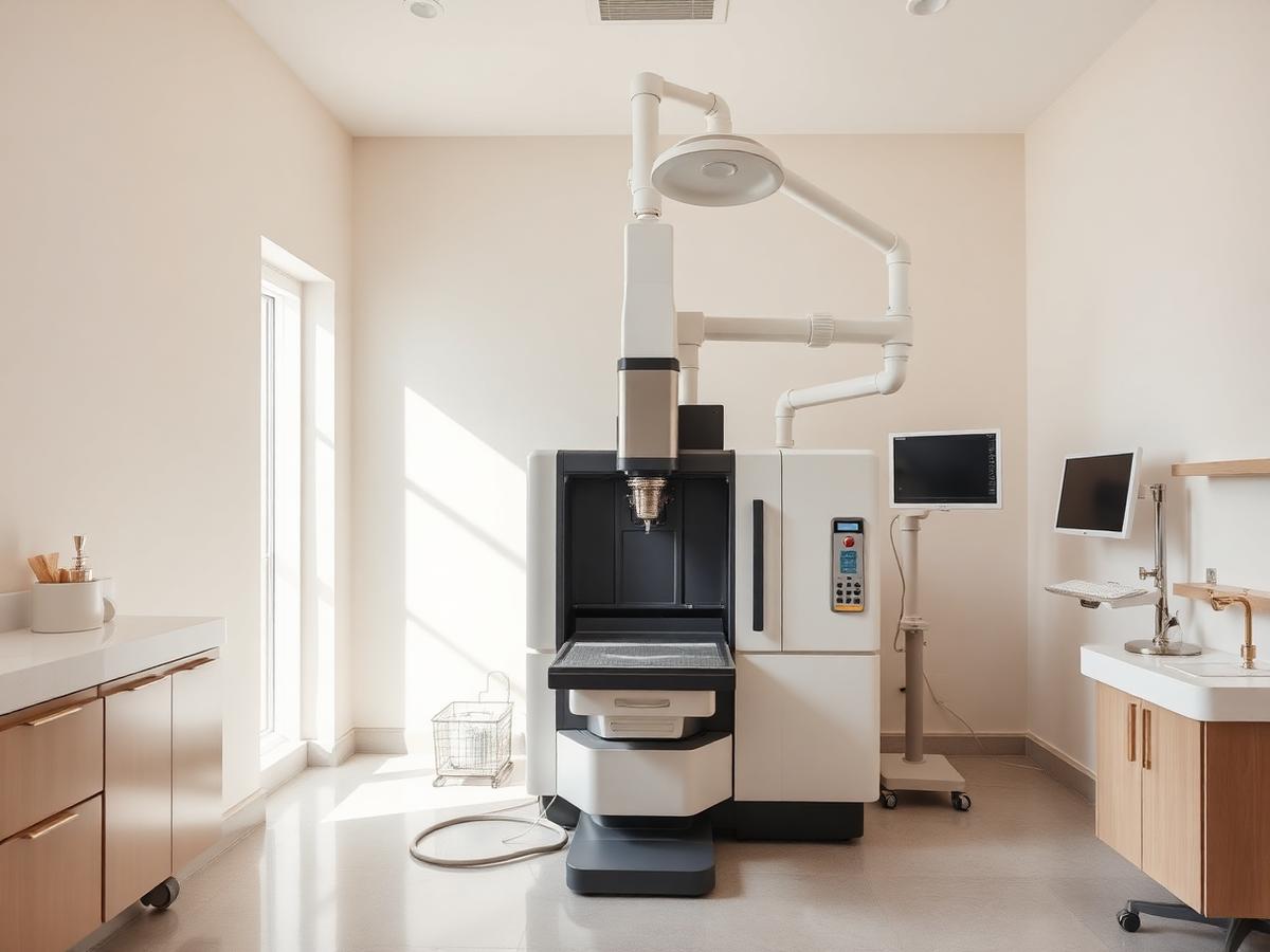 Precision equipment in a quiet clinical workroom